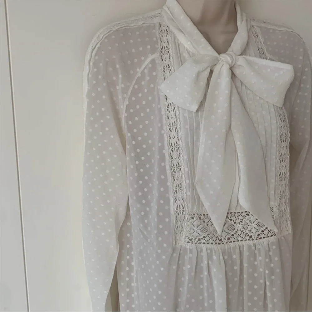 Somerset By Alice Temperley Ivory Dot Sheer Long Sleeve Kate Middleton Blouse 6 - Picture 8 of 14